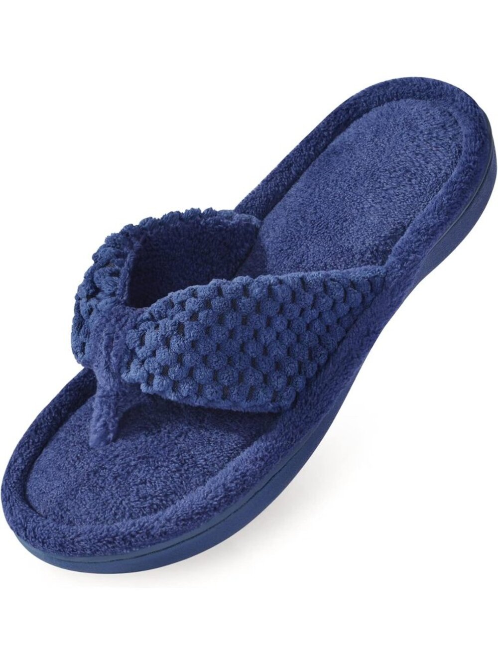 Women's Blue Memory Foam Flip Flop Slippers Adjustable Thong Comfort Casual